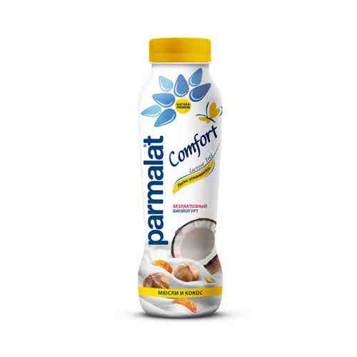 Биойогурт Питьевой Parmalat Comfort Безлактозный Мюсли-Кокос 1,5% 290г арт. 101025750