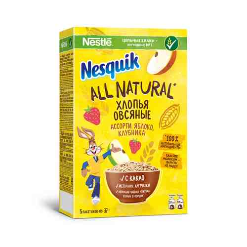 Каша Овсяная Nesquik Ассорти Клубника Яблоко 5*37г арт. 100928447