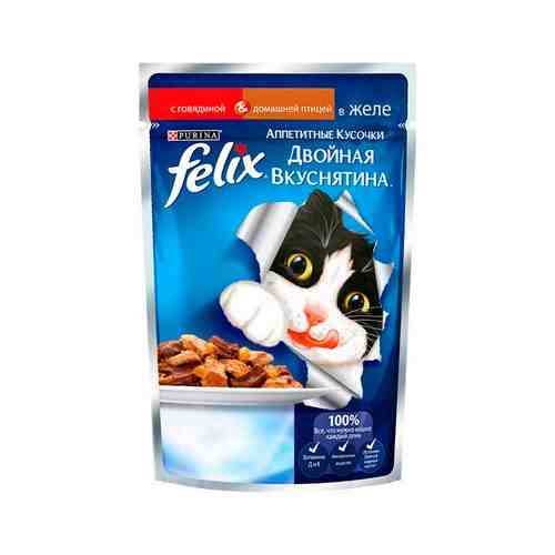 Корм для Кошек Felix Двойная Вкуснятина Говядина и Птица 85г арт. 100492233