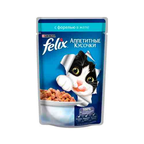 Корм для Кошек Felix Кусочки в Желе Форель 85г арт. 100492209