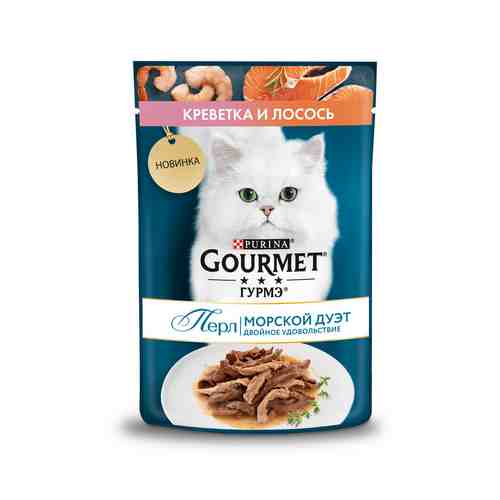 Корм для Кошек Gourmet Perle Мясной Дуэт Креветка Лосось 75г арт. 101196680