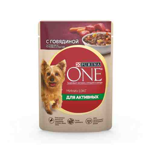 Корм для Собак Purina One Mini для Активных с Говядиной Картофелем и Морковью 85г арт. 101110401