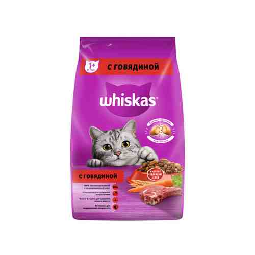 Корм Сухой для Кошек Whiskas Подушечки Паштет Говядина 1,9кг арт. 100193938