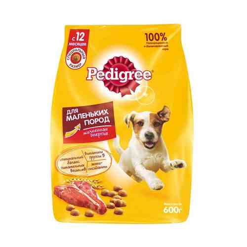 Корм Сухой для Взрослых Собак Меньше 15кг Pedigree 600г арт. 168421