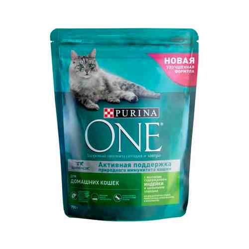 Корм Сухой Purina One для Кошек Домашняя Индейка Цельные Злаки 750г арт. 100349859