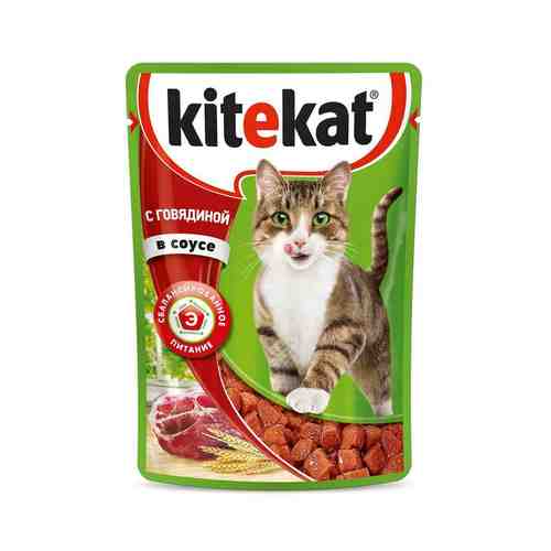 Корм Влажный для Кошек Kitekat Говядина в Соусе 85г арт. 100363204