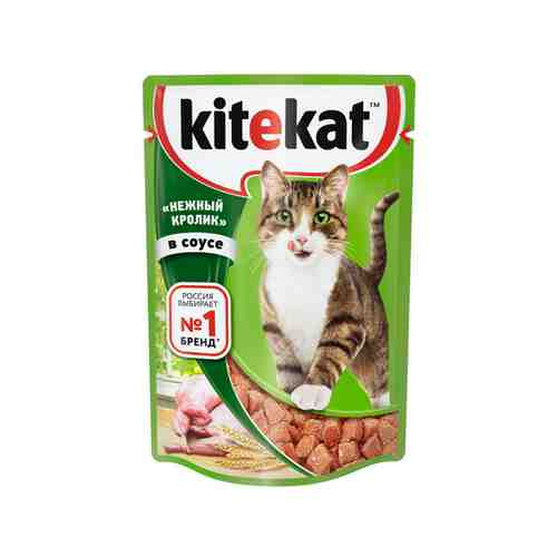 Корм Влажный для Кошек Kitekat Нежный Кролик в Соусе 85г арт. 100363239