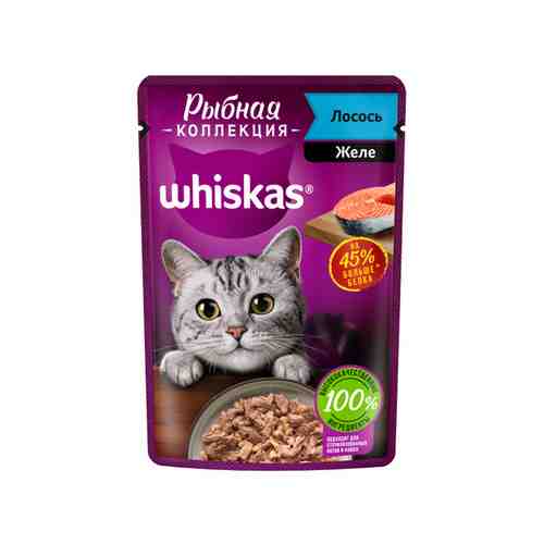 Корм Влажный для Кошек Whiskas Мясная Коллекция Лосось Пауч 75г арт. 100883955