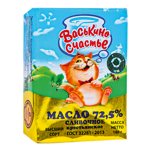 МАСЛО КРЕСТЬЯНСКОЕ ВАСЬКИНО СЧАСТЬЕ 72,5% 180Г ФОЛЬГА арт. 100592912