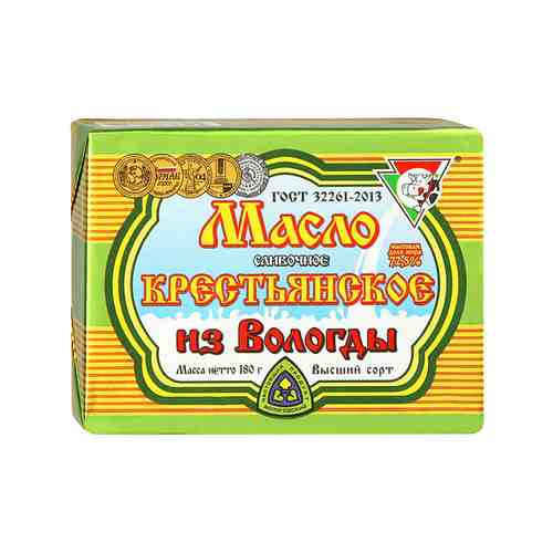 Масло вологодское крестьянское 72.5% 180г арт. 15202170