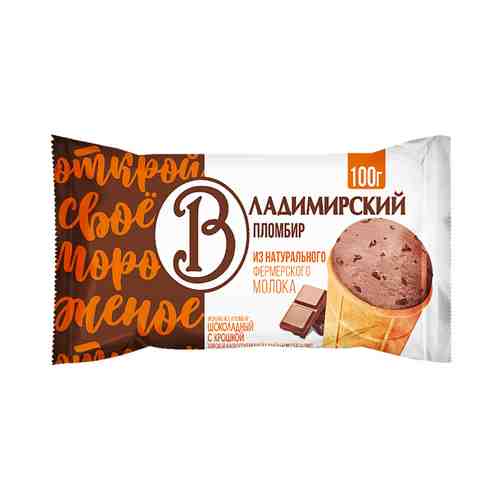 Мороженое Пломбир Шоколадный с Крошкой 100г арт. 101031228
