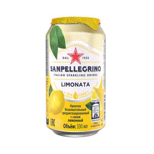 Напиток Сокосодержащий Sanpellegrino Limonata Газированный 0,33л ж/б арт. 100327983