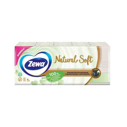 Платочки Бумажные Zewa Natural Soft 4 Слоя 9шт х 10шт арт. 101095150