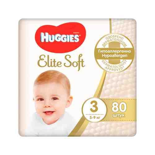 Подгузники Huggies Elite Soft №3 5-9кг 80шт арт. 100640224