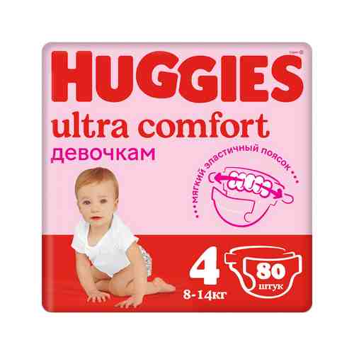 Подгузники Huggies Ultra Comfort для Девочек №4 8-14кг 80шт арт. 100476989
