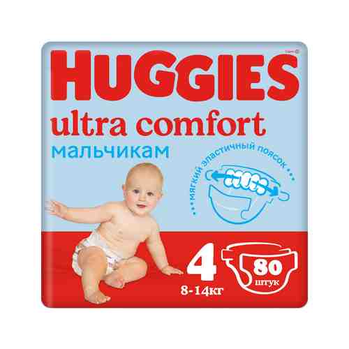 Подгузники Huggies Ultra Comfort для Мальчиков №4 8-14кг 80шт арт. 100476946