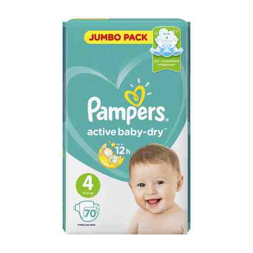 Подгузники Pampers Active Baby-Dry №4 9-14кг 70шт арт. 144407