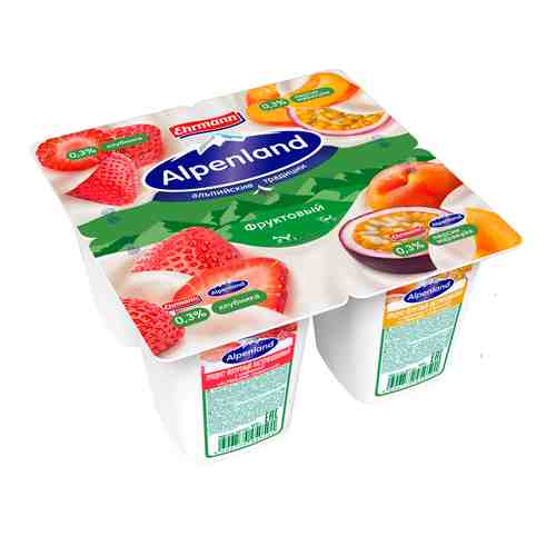 Продукт Йогуртный Alpenland Клубника Персик Маракуйя 95г арт. 108510