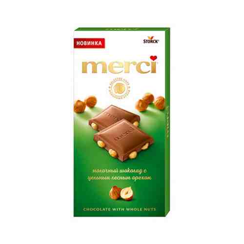 Шоколад Merci Молочный с Цельным Лесным Орехом 100г арт. 101075538