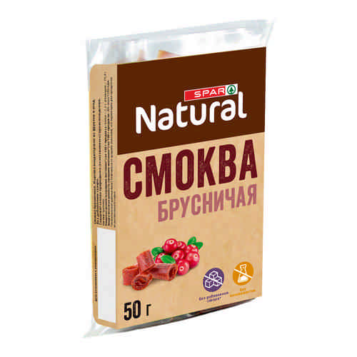 Смоква SPAR NATURAL Брусничная без Сахара 50г арт. 100832200