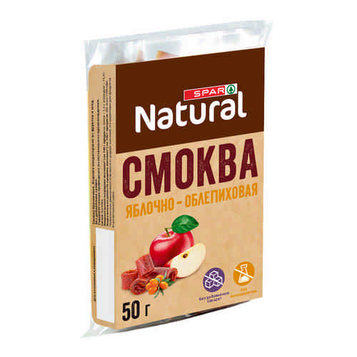 Смоква SPAR NATURAL Яблочно-Облепиховая без Сахара 50г арт. 100832189