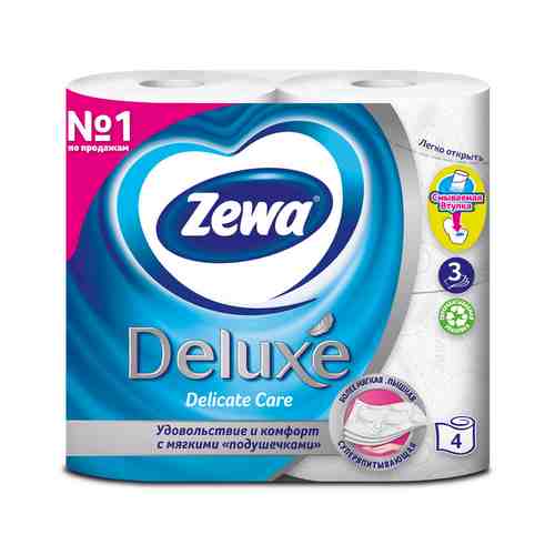 Туалетная Бумага Zewa Deluxe Белая 3 Слоя 4 Рулона арт. 8701070