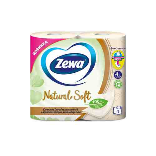 Туалетная Бумага Zewa Natural Soft 4 Слоя 4 Рулона арт. 101001854
